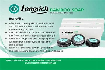 Longrich Natural Essence Bamboo Charcoal Soap/ Fights Acne, Pimples/ After Shave for Men 100gx3