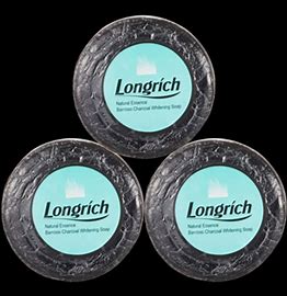 Longrich Natural Essence Bamboo Charcoal Soap/ Fights Acne, Pimples/ After Shave for Men 100gx3